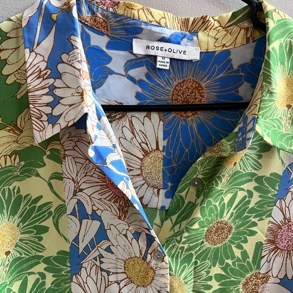 🌼 Rose & Olive Floral Shirt Dress | Size 1X - Picture 2 of 5